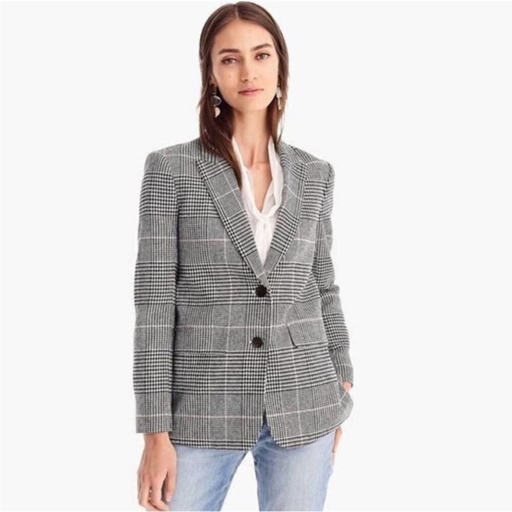 J. Crew Boyfriend Blazer in Glen Plaid Grey size 0